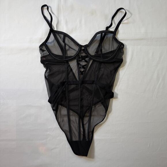 NWOT Adore Me Mesh Black Bodysuit Size Small - Picture 1 of 4